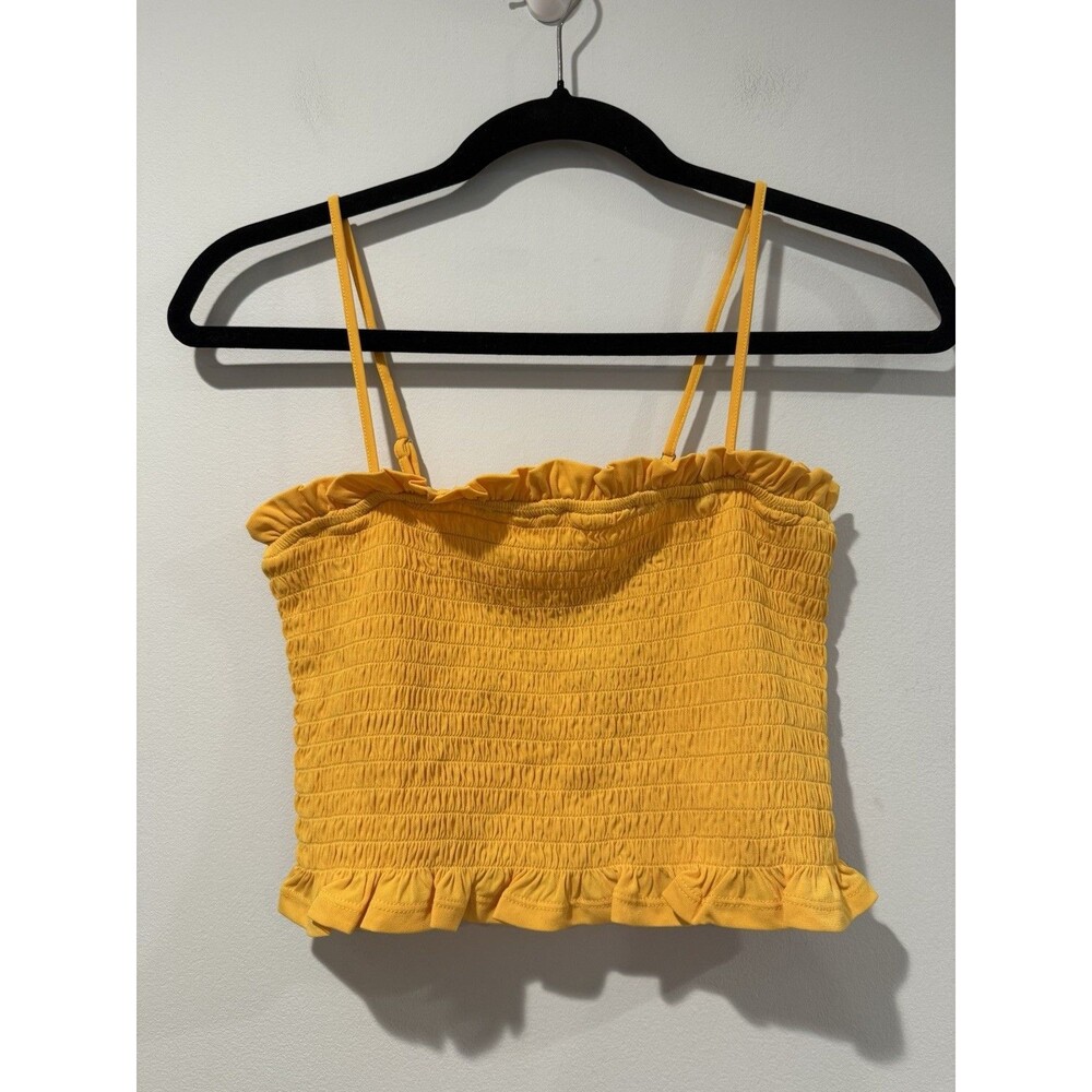 NEW BCBGeneration Tank Crop Top XXS Smocked Travel Festival Vacation Preppy
